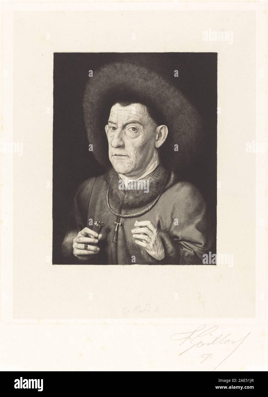 L'uomo con la Rosa Ferdinando Gaillard dopo Jan van Eyck, l'uomo con la rosa Foto Stock