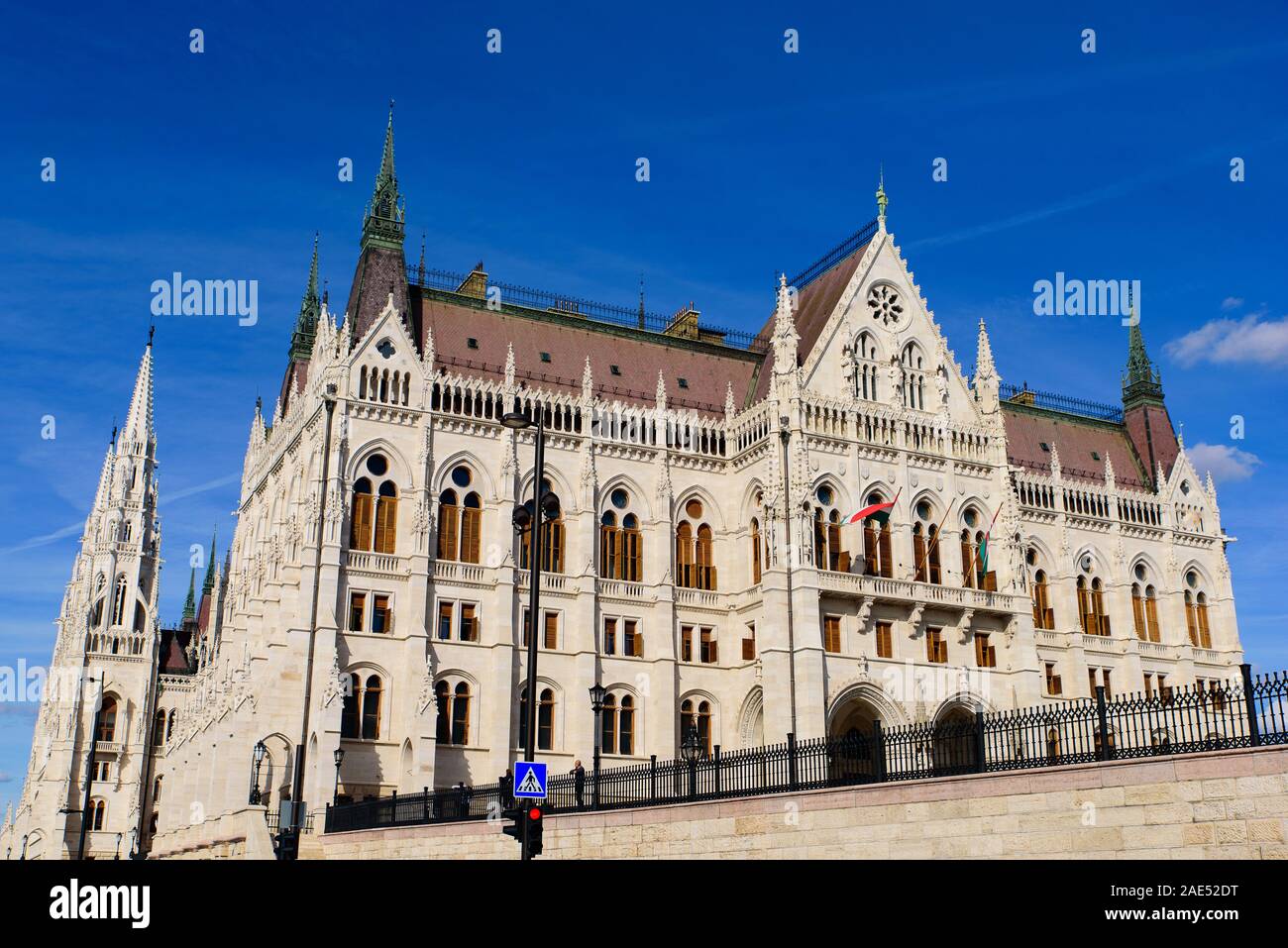 Parlamento ungherese edificio sulle rive del Danubio, Budapest, Ungheria Foto Stock