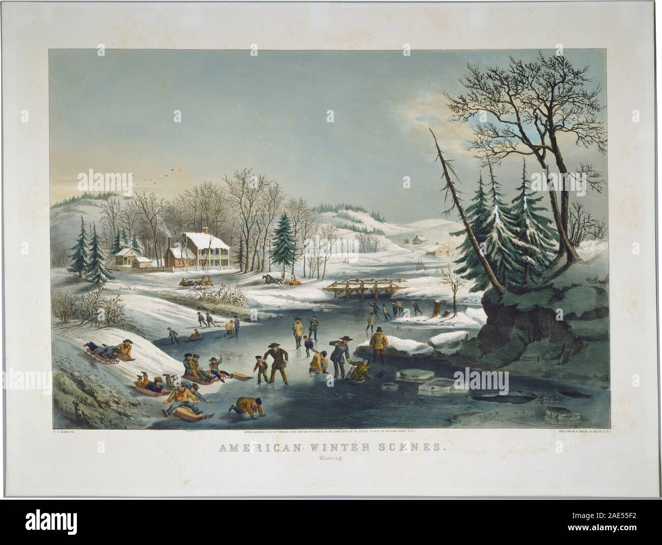 American scene invernali: mattina; 1854data Frances Flora Bond Palmer, American scene invernali - Mattina, 1854 Foto Stock