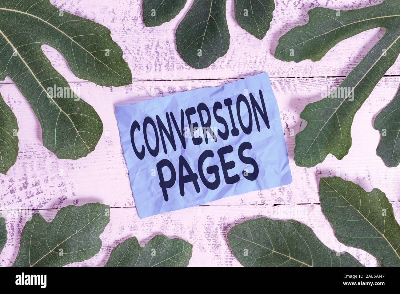 Conceptual la scrittura a mano che mostra le pagine di conversione. Concetto significato compare in risposta al clic su un motore di ricerca lascia notepaper circostante abov Foto Stock