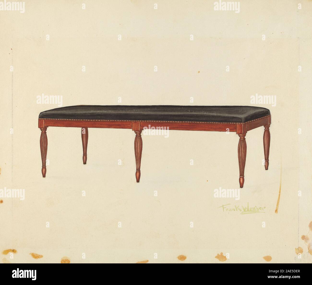 Un dipinto del 1936 di Frank Wenger raffigurante un sedile finestrino. Il lavoro sottolinea le caratteristiche architettoniche, la luce, la struttura dei sedili e lo spazio interno circostante. Foto Stock