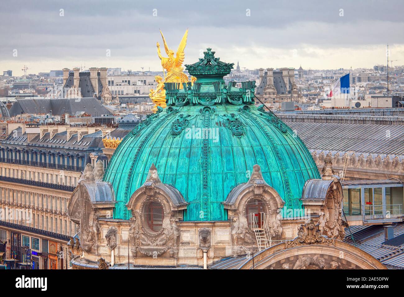 Opera la cupola e la vista aerea di Parigi Foto Stock
