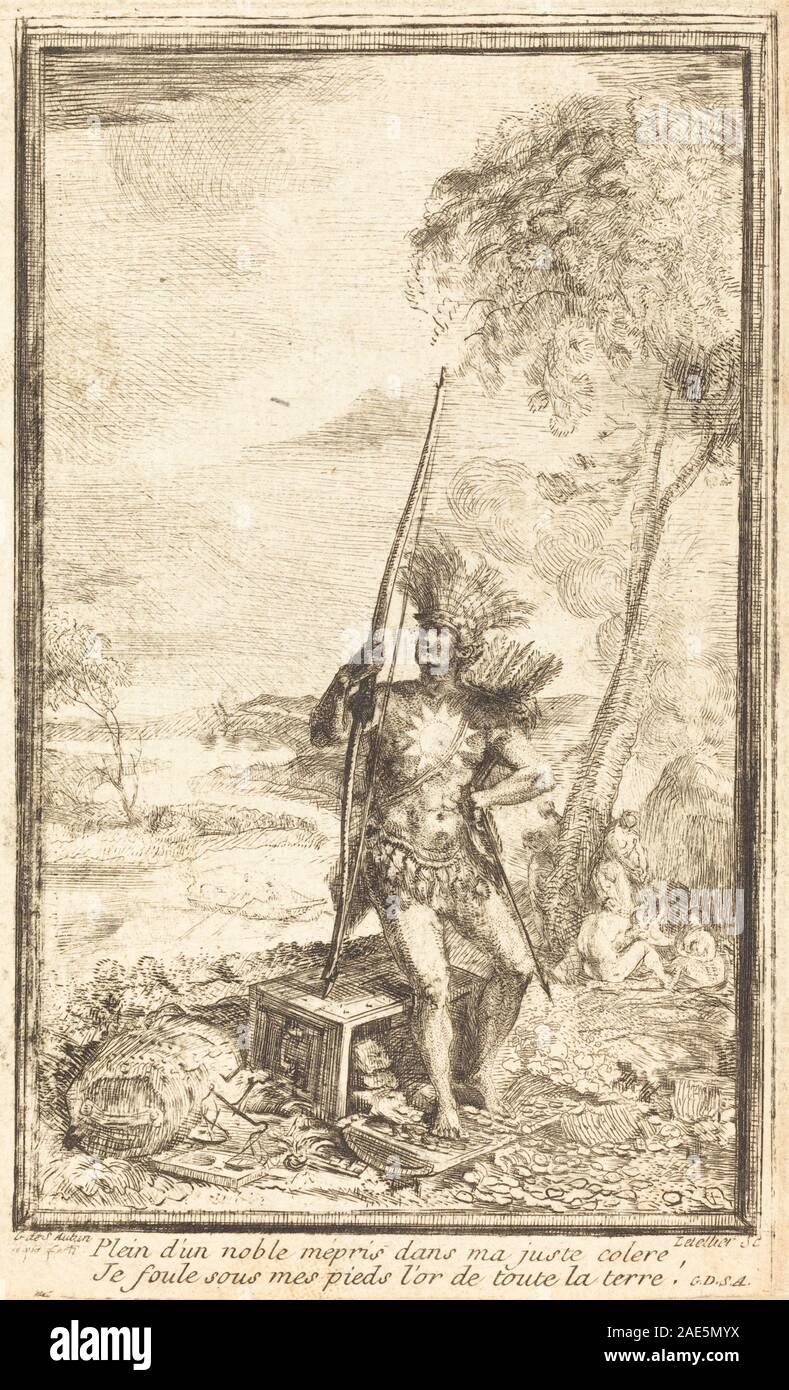 Frontespizio di Gabriel Jacques de Saint-Aubin datato 1767 raffigurante una composizione allegorica. L'opera mostra figure, oggetti simbolici, gesti e motivi classici che illustrano l'arte allegorica francese del XVIII secolo. Foto Stock