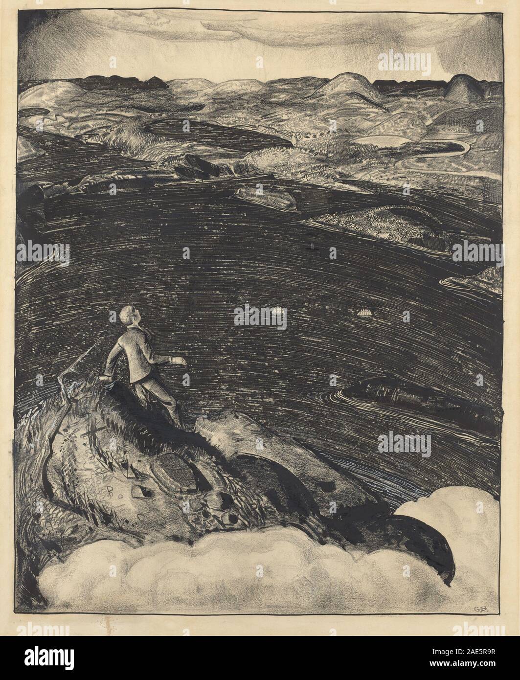 Dancing Town (The Top of the World), 1922 di George Bellows è un disegno americano che usa gesso nero, penna, pennello e inchiostro sulla grafite su carta tessuta, mostrando scene sociali urbane con figure che ballano e interagiscono in ambientazioni all'inizio del XX secolo. Foto Stock