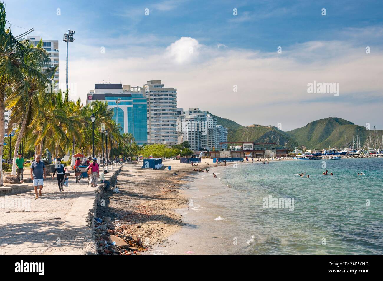 Il lungomare di Santa Marta, Colombia. Foto Stock
