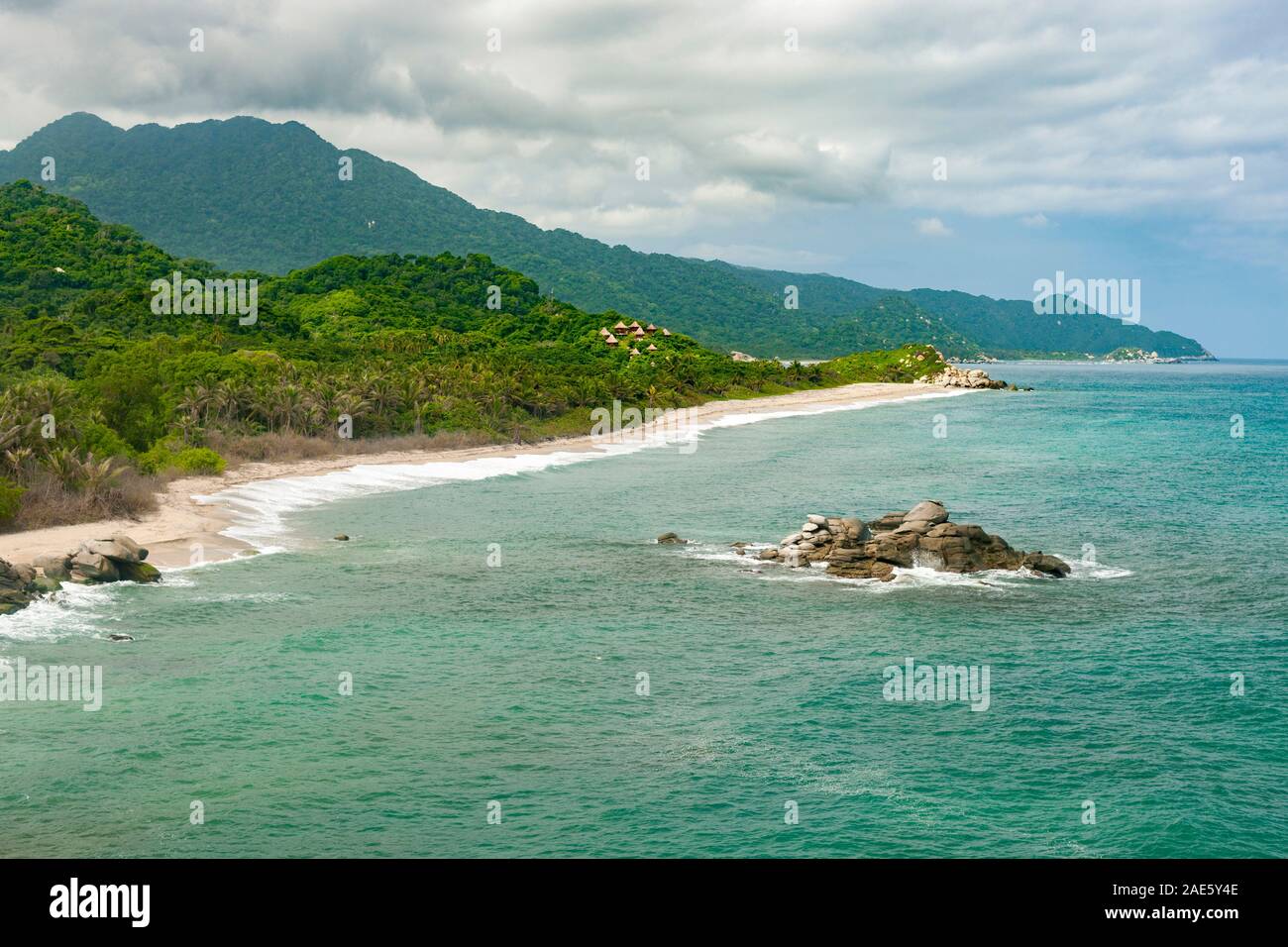 Paesaggio PAESAGGIO nel Parco Nazionale Tayrona vicino a Santa Marta in Colombia. Foto Stock