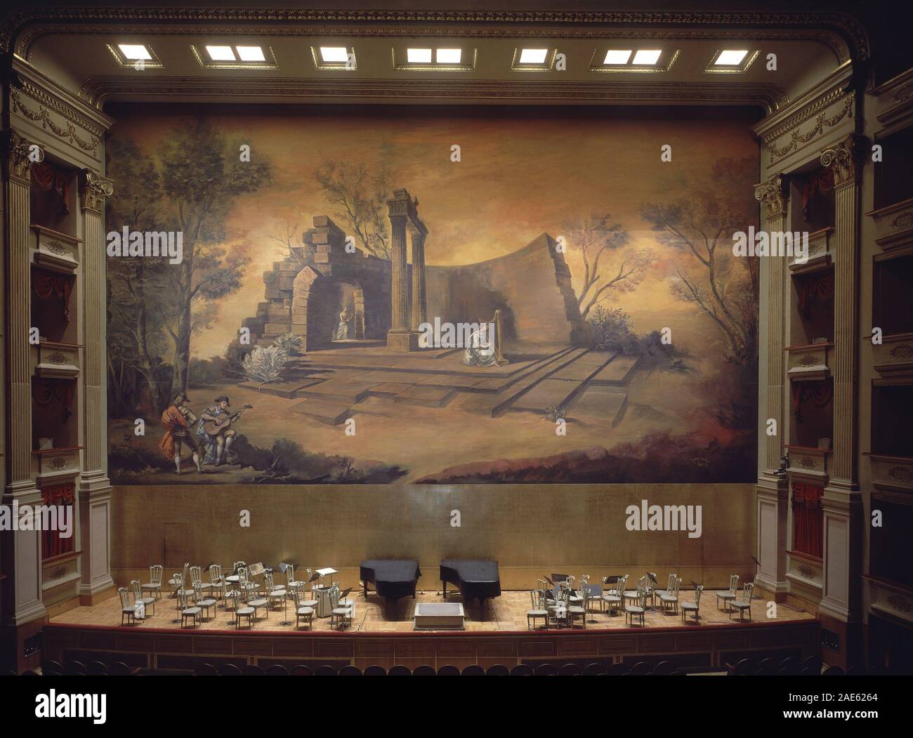 ESCENARIO DEL TEATRO REALE. Autore: MORALES J A. Posizione: HOFTHEATER, KOENIGLICHES. MADRID. Spagna. Foto Stock