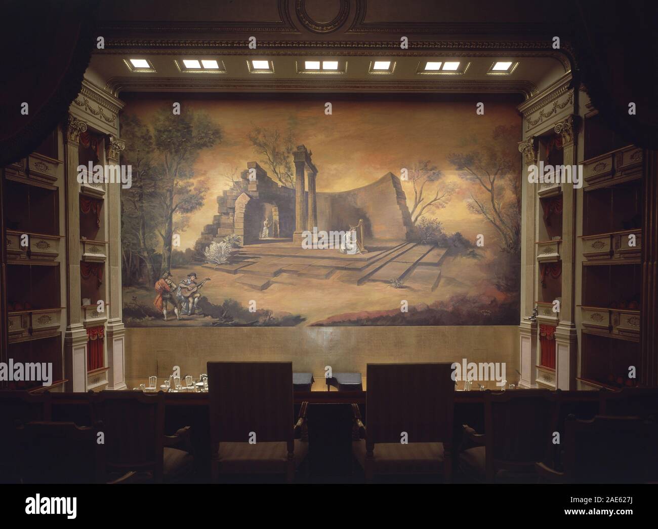 ESCENARIO DEL TEATRO REALE. Autore: MORALES J A. Posizione: HOFTHEATER, KOENIGLICHES. MADRID. Spagna. Foto Stock