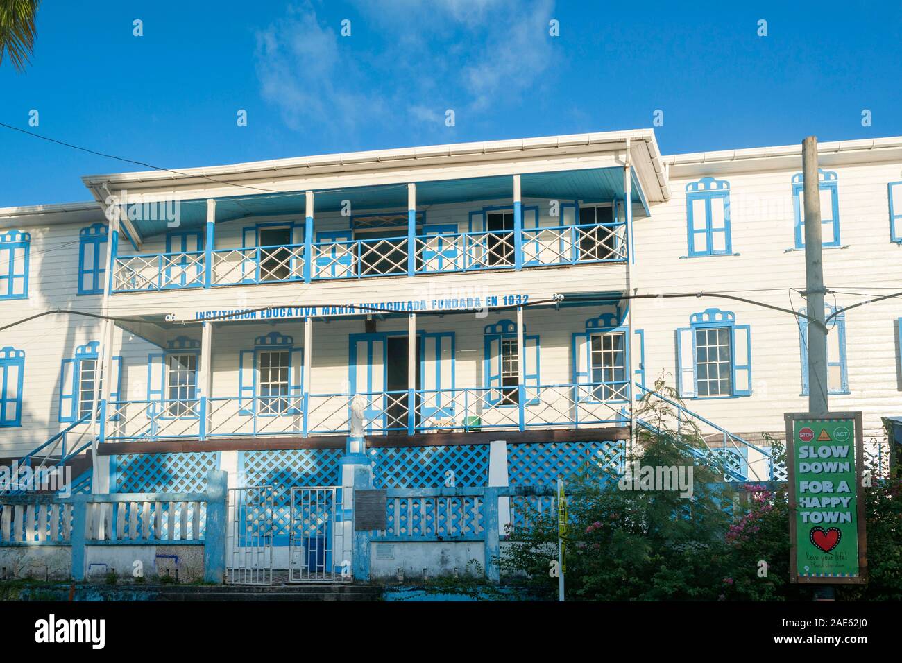 Edificio sulla isola di Providencia, Colombia. Foto Stock