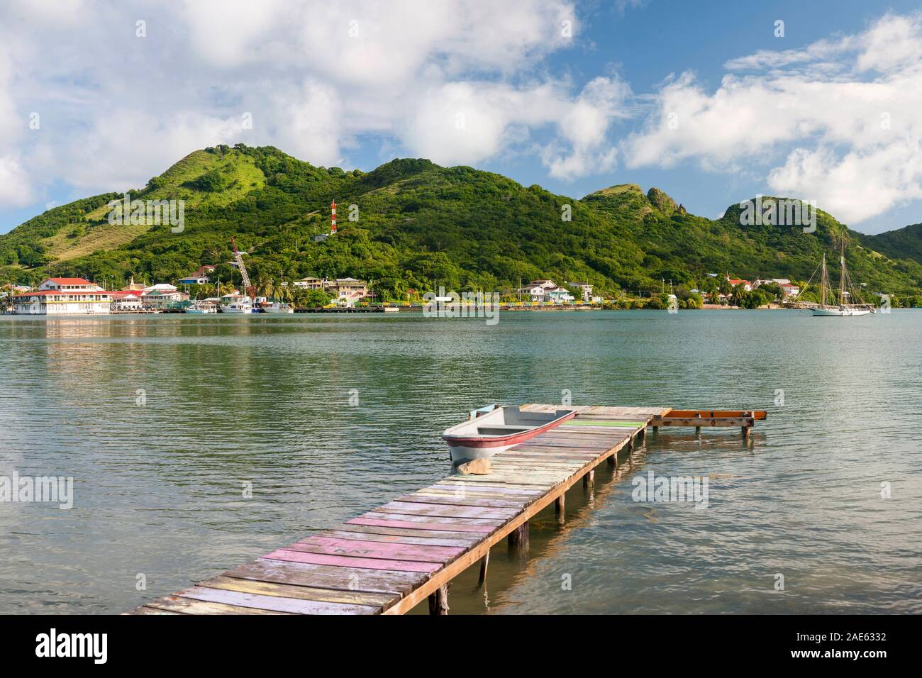 Vista di Providencia isola dall isola di Santa Catalina in Colombia. Foto Stock