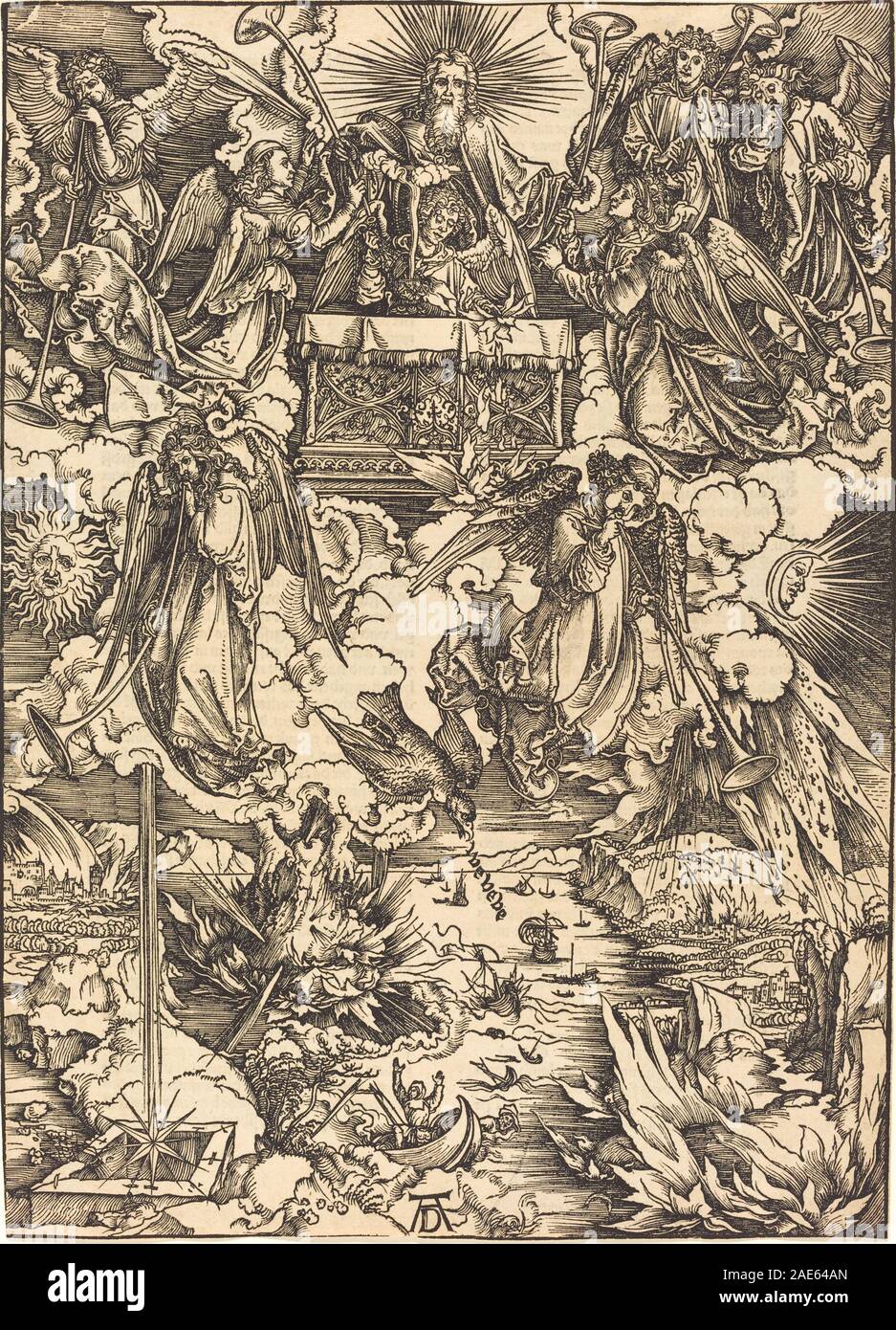 I sette angeli con le trombe; probabilmente c. 1496/1498 Albrecht Dürer, i sette angeli con le trombe, probabilmente c 1496-1498 Foto Stock