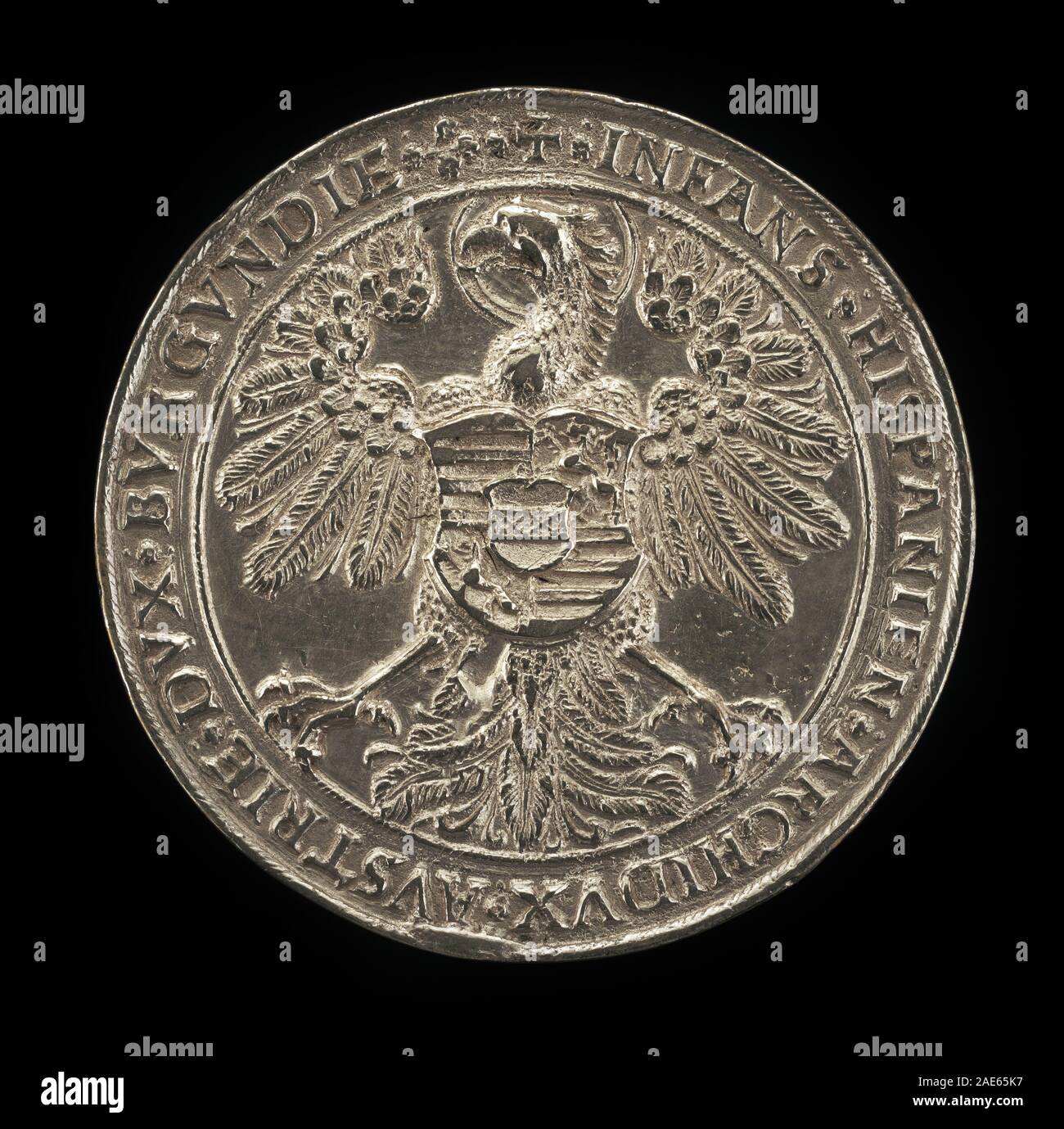 Eagle visualizzato, caricato con scudo [Retromarcia]; data 1541tedeschi o austriaci del secolo XVI, Eagle visualizzato, caricato con protezione (retromarcia), 1541 Foto Stock