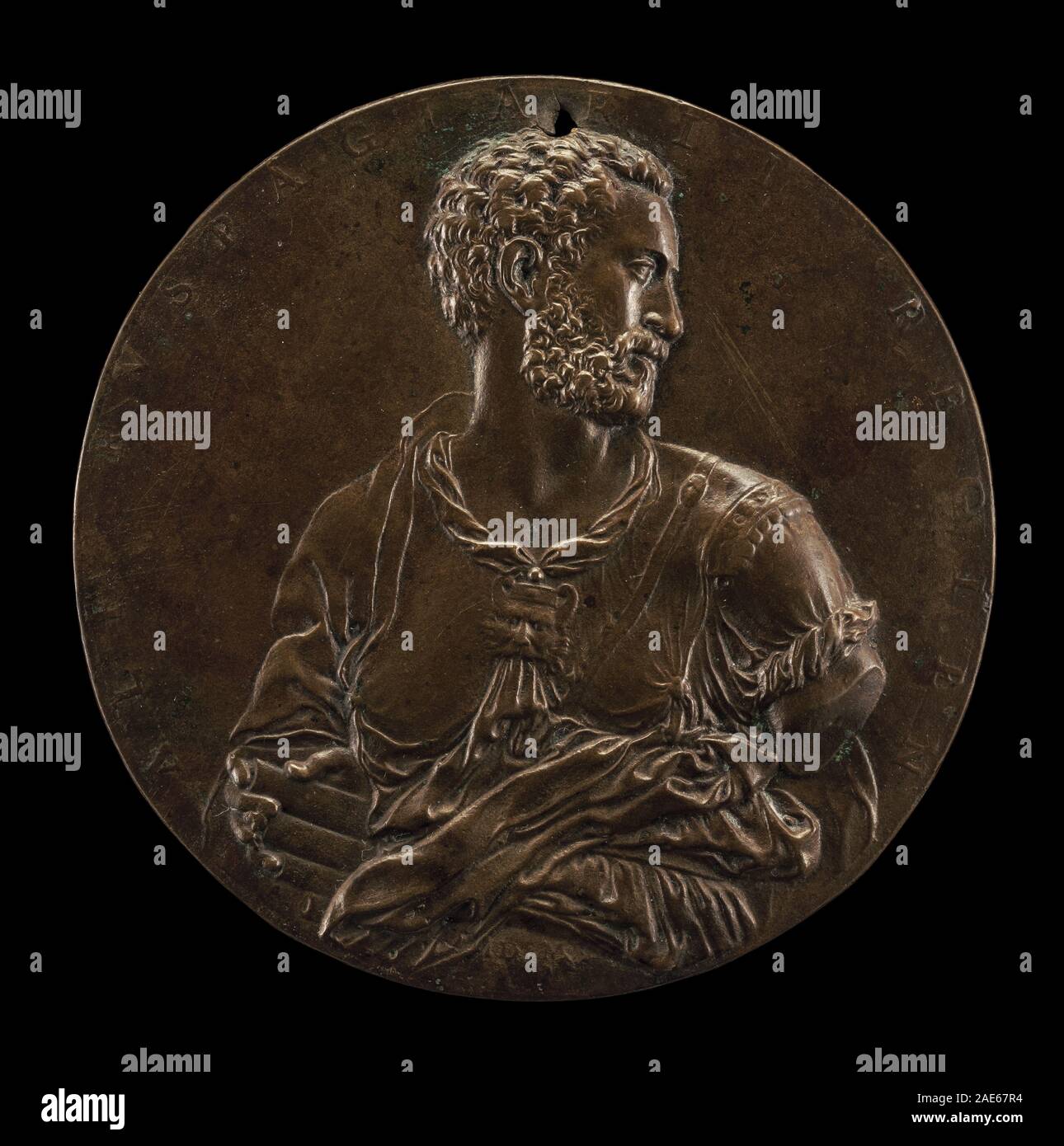 Autoritratto di Alfonso Ruspagiari della fine del XVI secolo che mostra il volto, l'espressione, l'abbigliamento e la tecnica pittorica dell'artista. Foto Stock