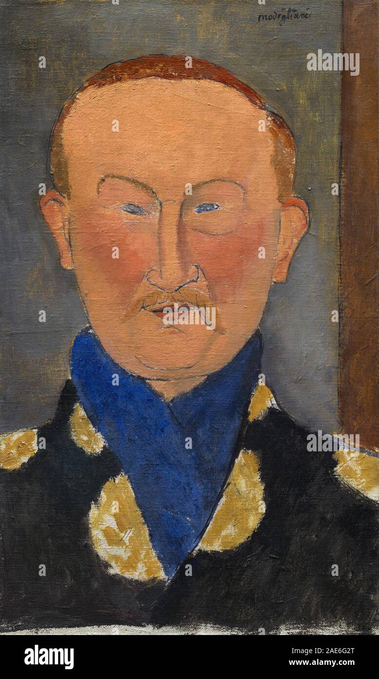 Raffigura Léon Bakst di Amedeo Modigliani, 1917 anni, che mostra la figura, le caratteristiche facciali, l'espressione, abbigliamento e stile ritratto all'inizio del xx secolo. Foto Stock