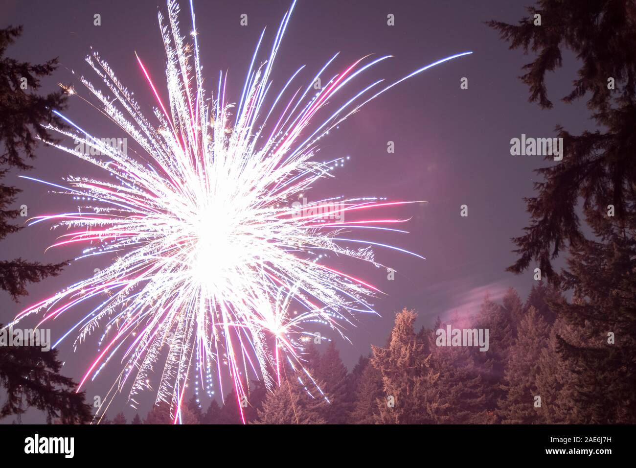 In festa con fuochi d'artificio Foto Stock
