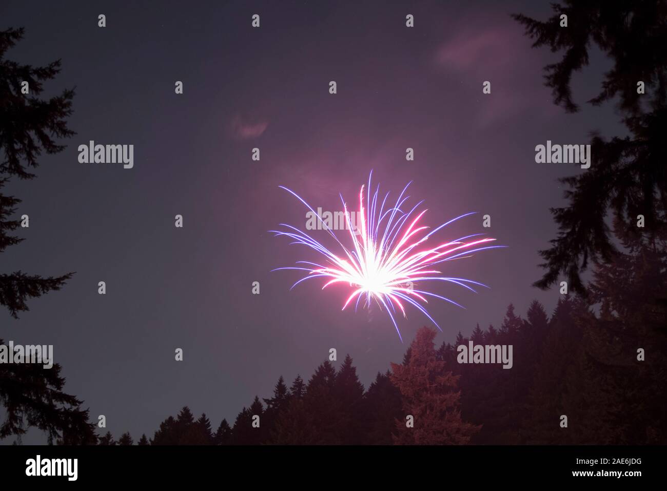 In festa con fuochi d'artificio Foto Stock