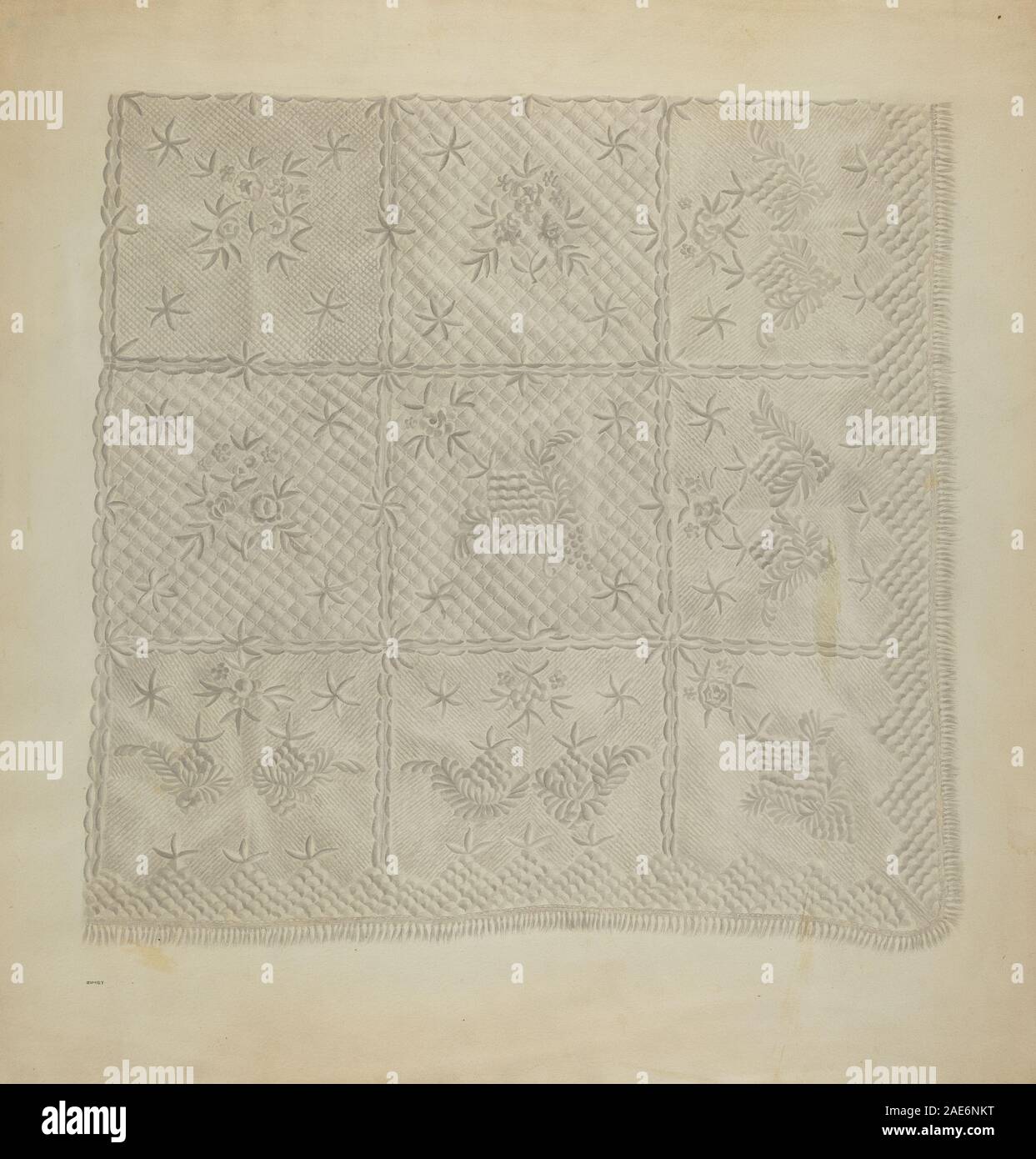 Quilted Coverlet; 1938 circa la data di un Zimet, Quilted Coverlet, c 1938 Foto Stock