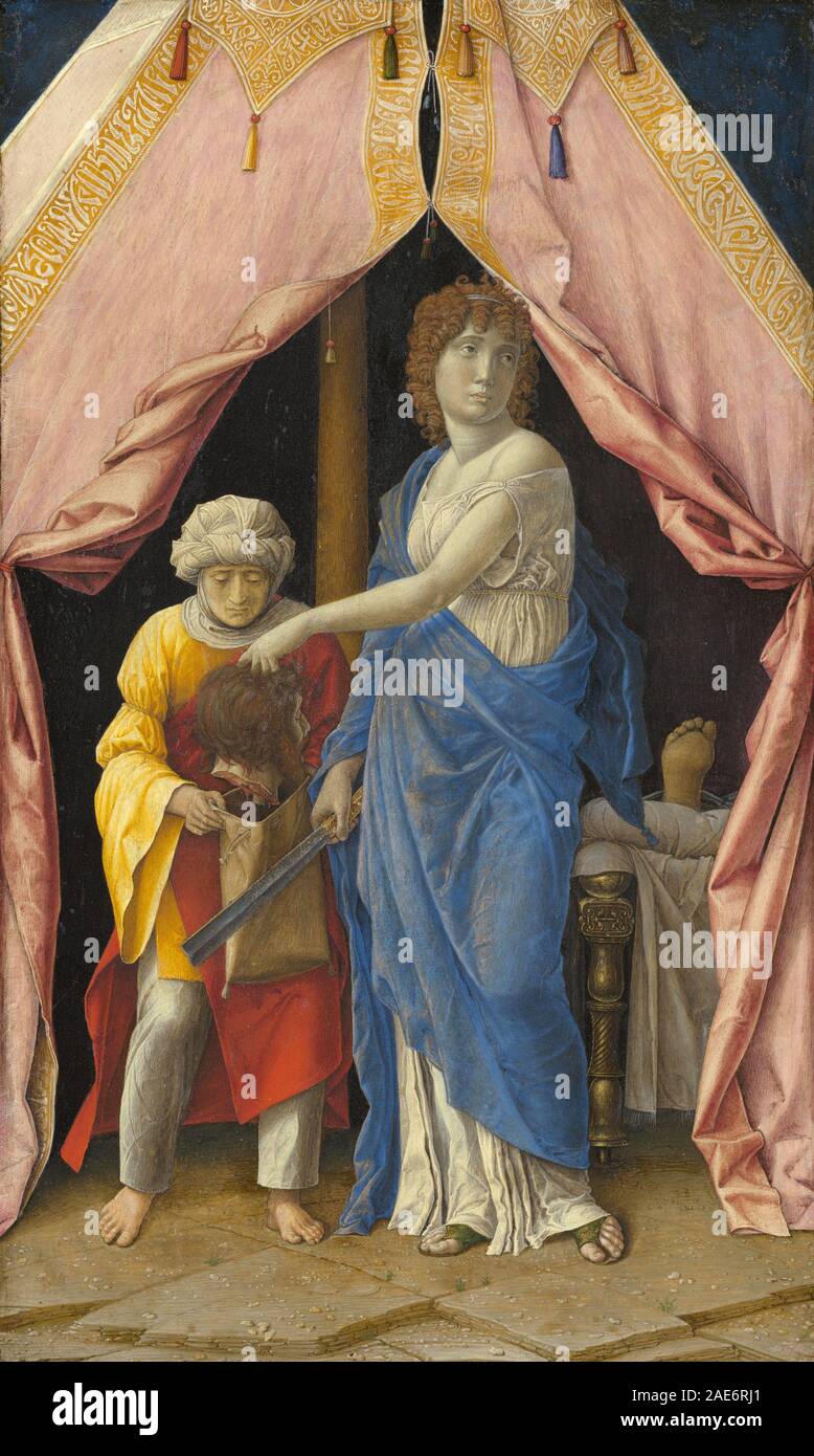 Giuditta con la testa di Oloferne; c. 1495/1500 Andrea Mantegna o inseguitore (eventualmente Giulio Campagnola), Giuditta con la testa di Oloferne, c 1495-1500 Foto Stock