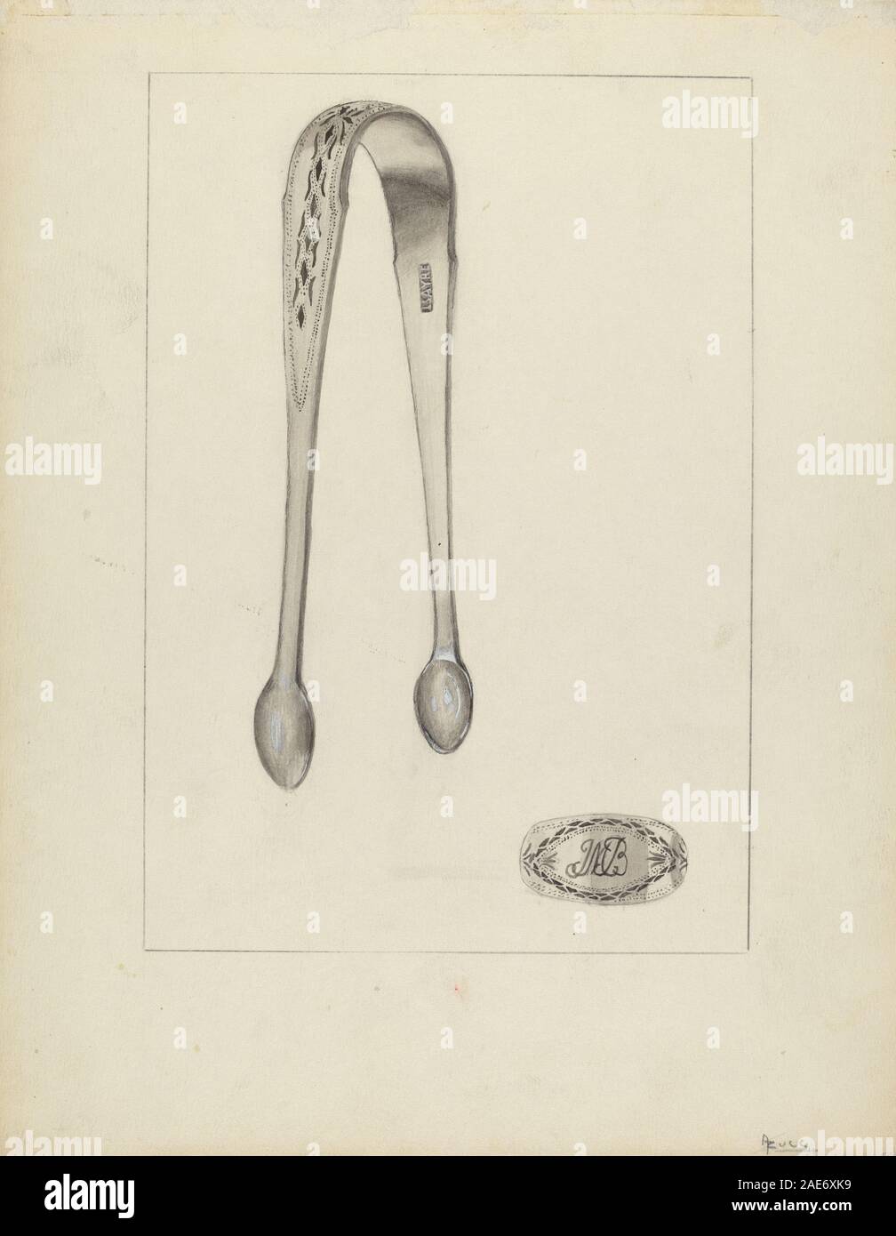 Silver pinze da zucchero; 1935/1942 Anthony Zuccarello, argento pinze da zucchero, 1935-1942 Foto Stock
