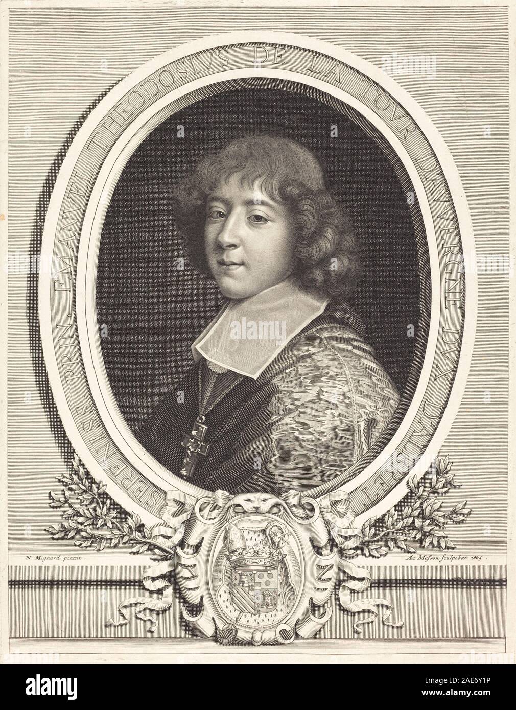 Il Cardinale de Bouillon; 1665data Antoine Masson dopo Nicolas Mignard, Cardinale de Bouillon, 1665 Foto Stock