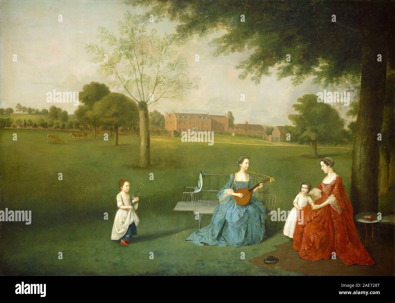 Membri della famiglia di Maynard nel parco al Waltons; c. 1755/1762 Arthur Devis, membri della famiglia Maynard nel parco al Waltons, c 1755-1762 Foto Stock