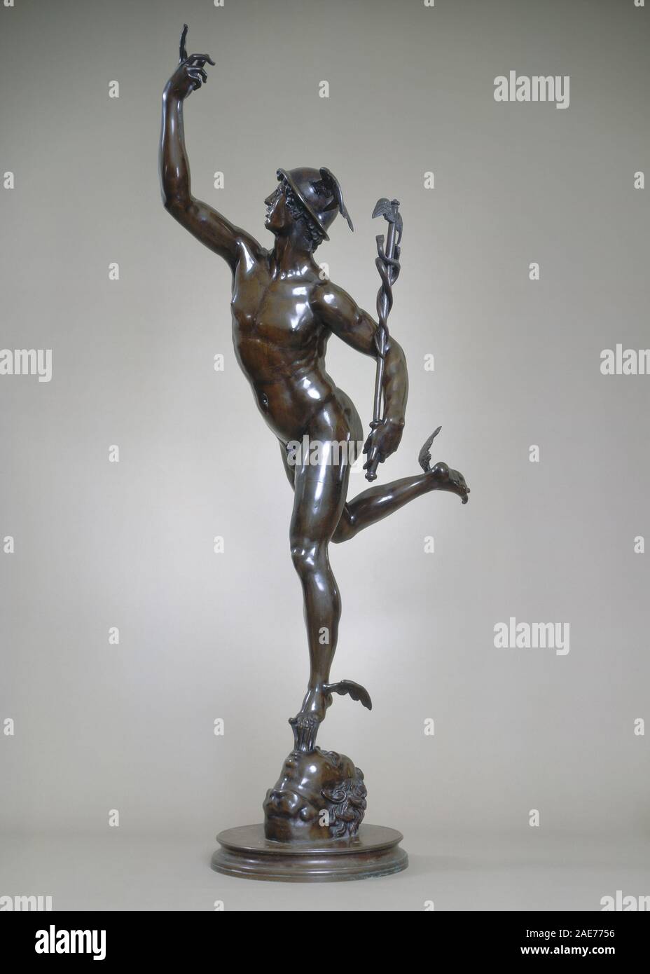 Stampa scultorea "mercurio" dopo Giovanni Bologna, c. 1780-1850, che mostra il dio classico mercurio, piedi alati, caduceo, posa dinamica e stile scultoreo italiano barocco. Foto Stock