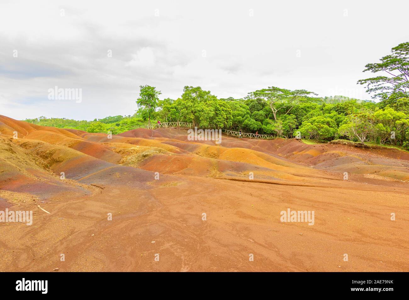 Sette terra colorata su Chamarel, isola Maurizio, Africa. Foto Stock