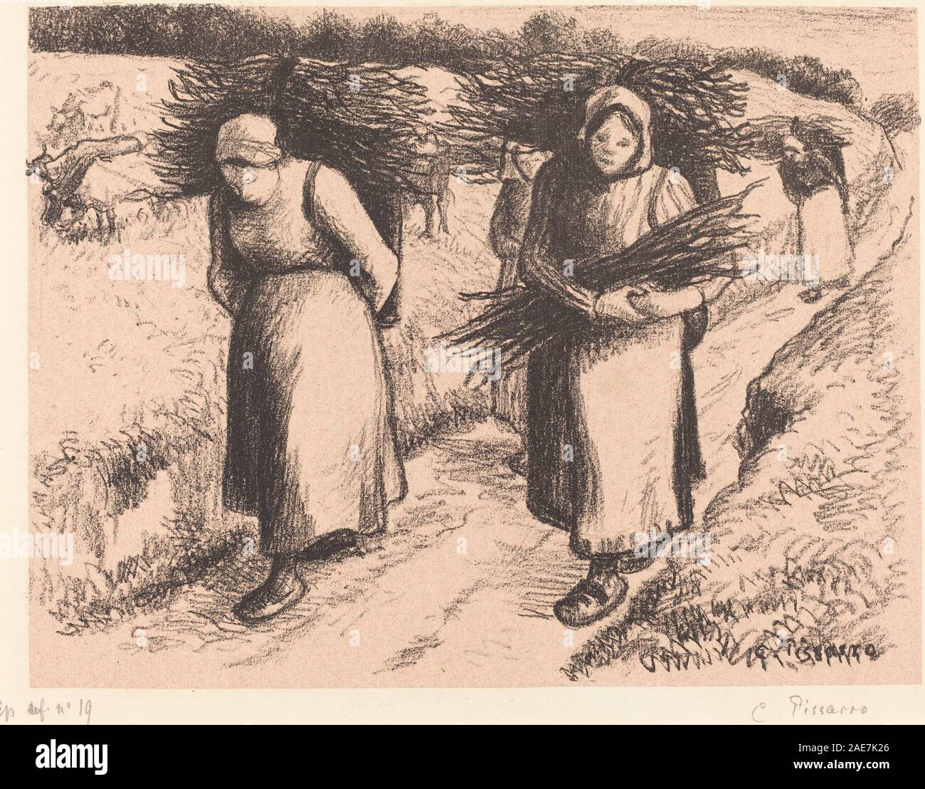 I contadini che trasportano bastoni (Paysannes portant des fagots); 1896data Camille Pissarro, contadini che trasportano bastoni (Paysannes portant des fagots), 1896 Foto Stock