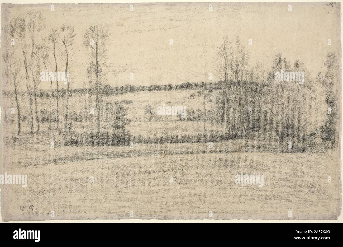 Alberi e prati a Eragny; 1895/1900 Camille Pissarro, alberi e prati a Eragny, 1895-1900 Foto Stock