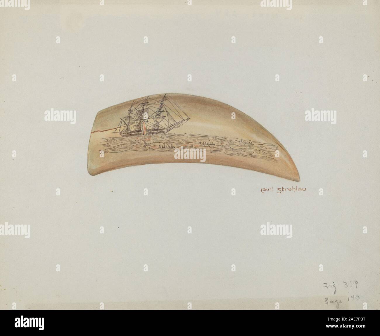 Un corno realizzato intorno al 1940 da Carl Strehlau, caratterizzato da una forma conica, boccaglio e realizzato per uso musicale o cerimoniale. Foto Stock