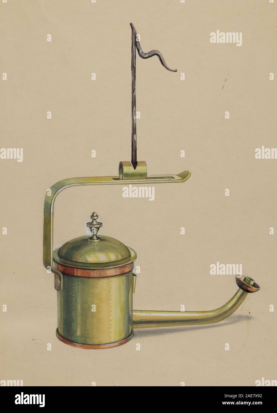 Lampada creata da Charles Caseau intorno al 1935, che mostra base, stelo, ombra, componenti elettrici, e design funzionale per l'illuminazione. Foto Stock