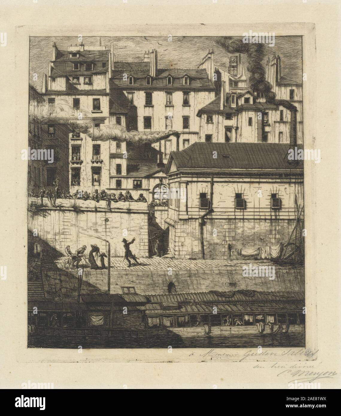 La camera mortuaria, Parigi (la Camera Mortuaria); 1854data Charles Meryon, La morgue, Parigi (la Camera Mortuaria), 1854 Foto Stock