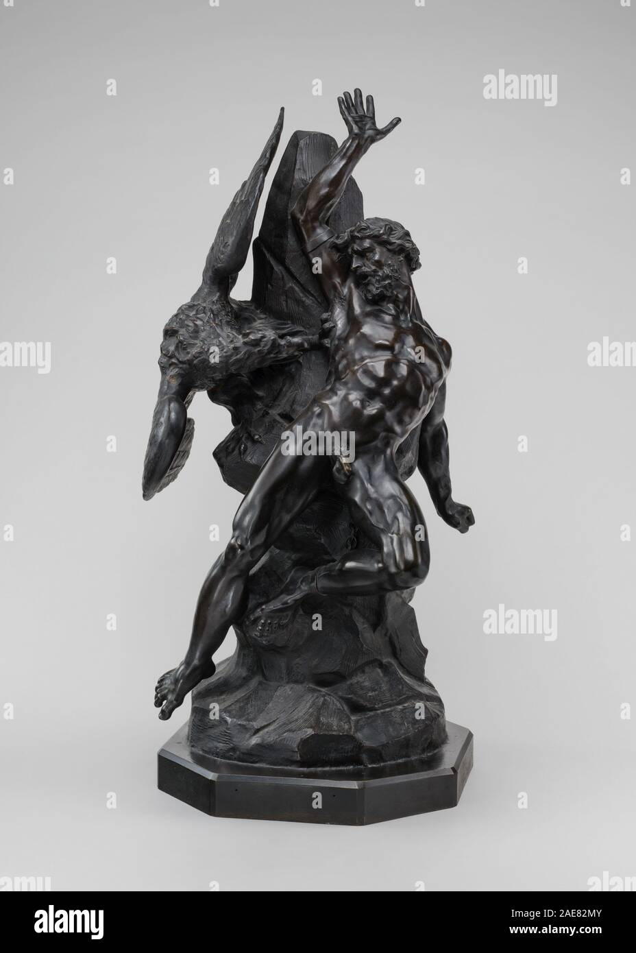 Un'opera d'arte di Charles Renaud raffigurante la figura mitologica Prometeo che viene attaccata da un'aquila. La composizione illustra il mito greco classico senza una data nota. Foto Stock