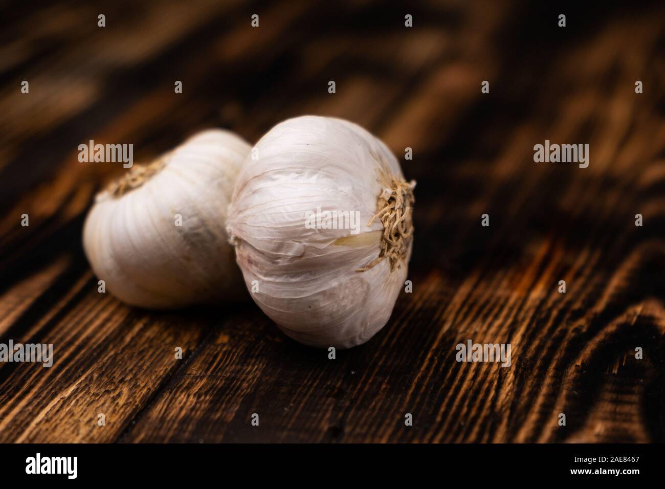 Messa a fuoco selettiva, aglio fresco testa Foto Stock