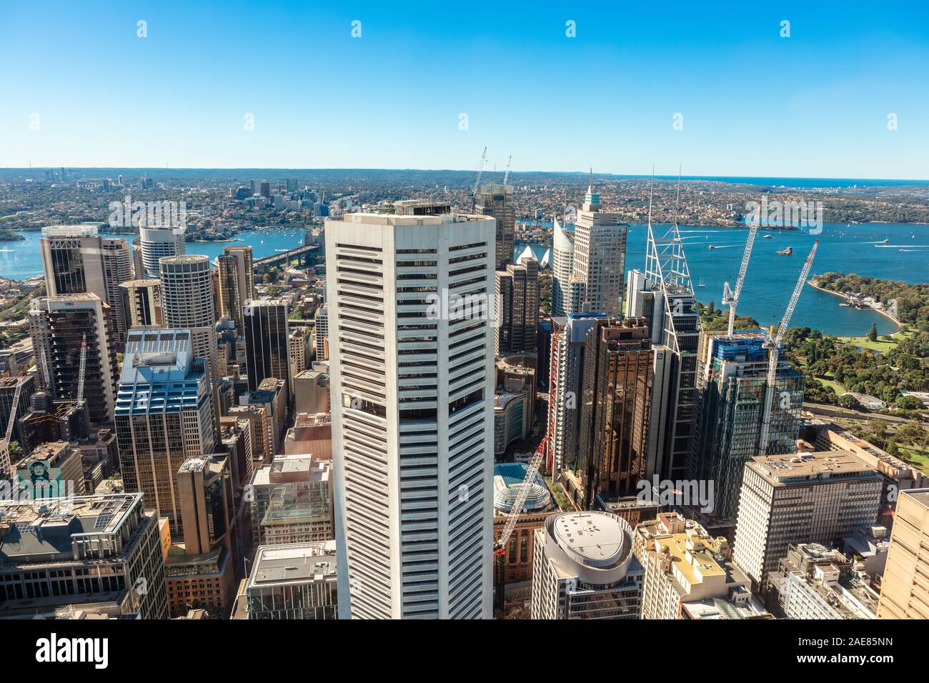 La città di Sydney, Australia mostra veduta aerea del quartiere centrale degli affari. Foto Stock