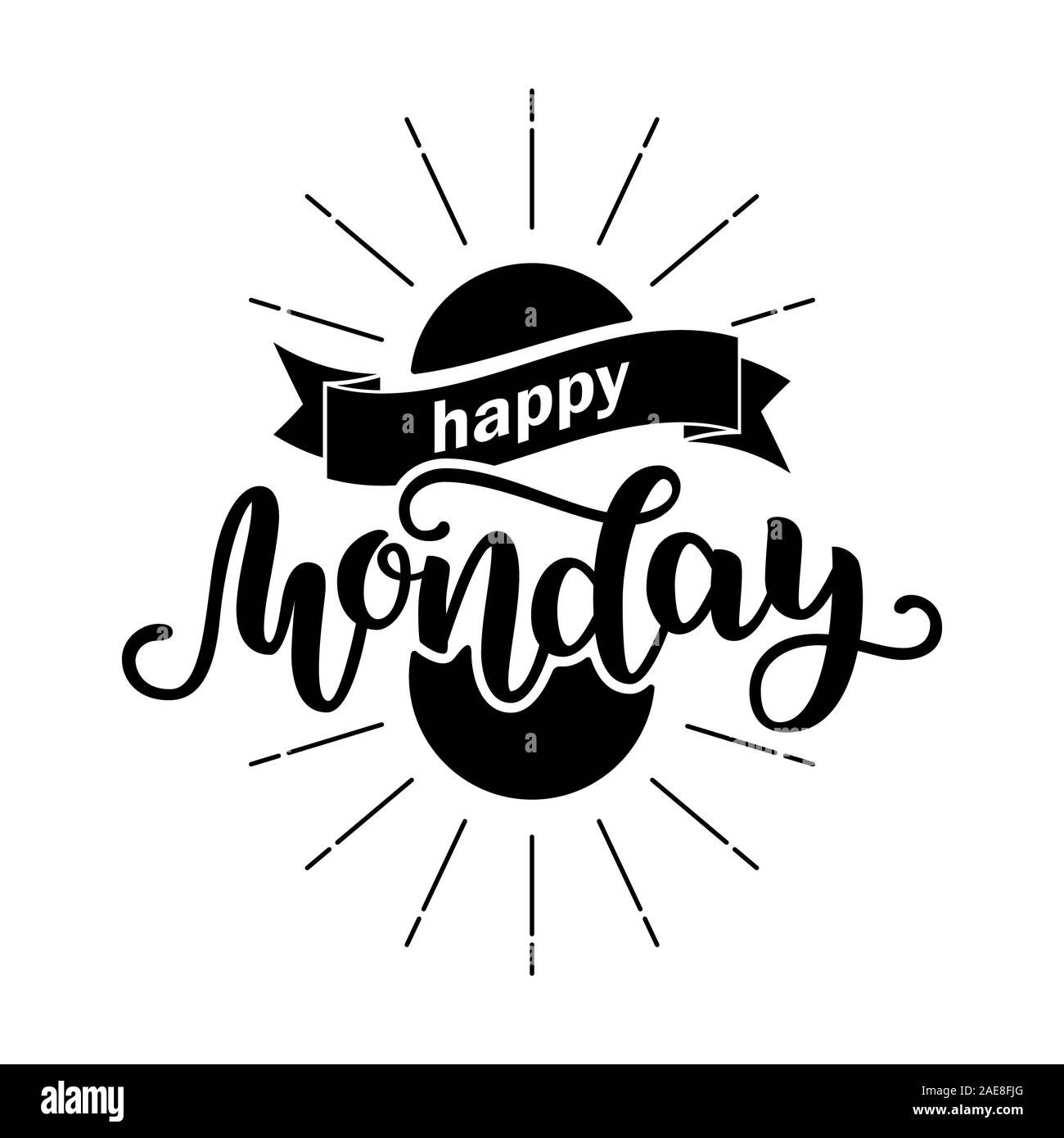 Felice lunedì. Preventivo di ispirazione. Tipografia per Calendario o poster, invito biglietto di auguri o t-shirt. lettering, calligrafia design. Testo backg Foto Stock