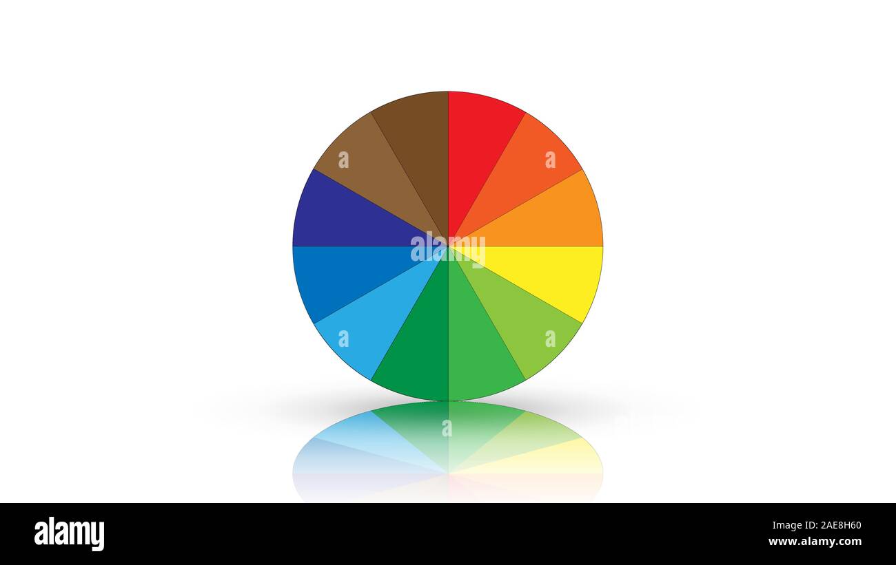 Cerchio tavolozza di colori su uno sfondo bianco. La riflessione del cerchio Illustrazione Vettoriale