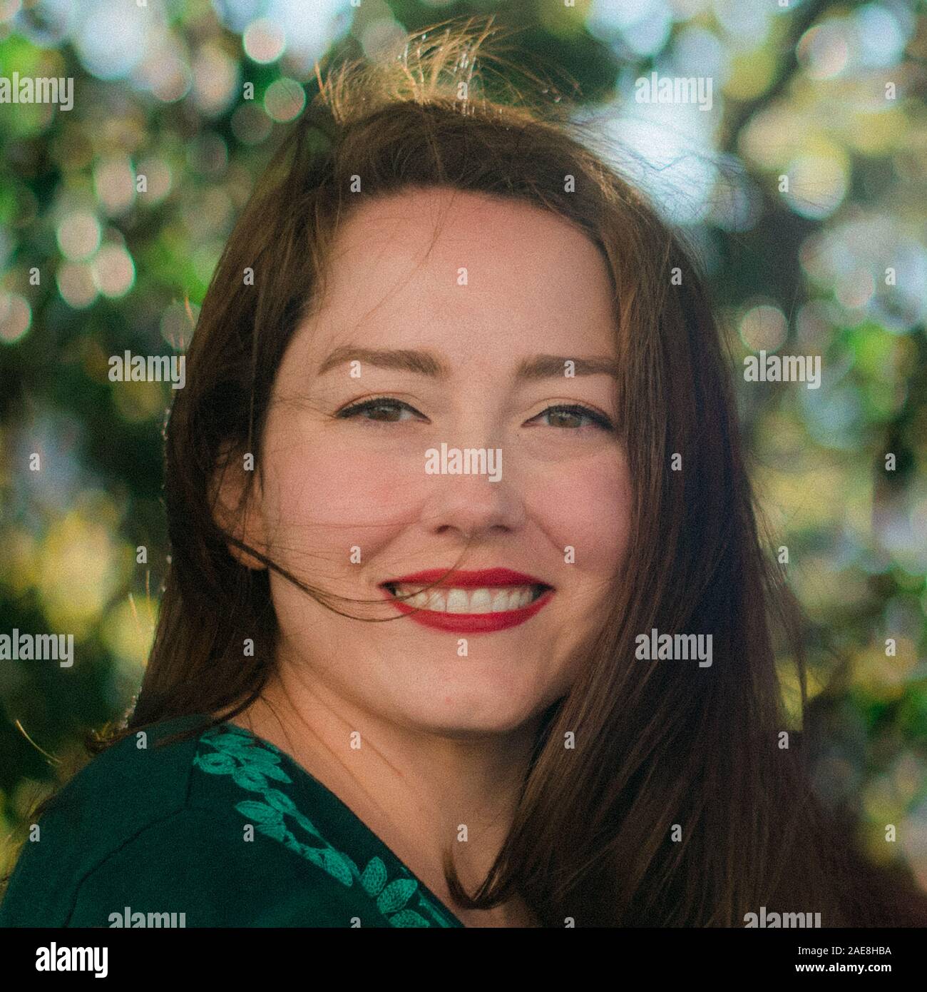 Close up di donna sorridente Foto Stock
