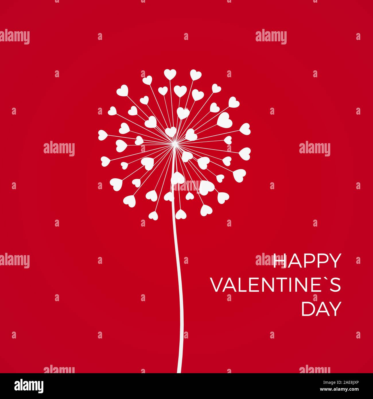 Rosso Romantico San sfondo. Il tarassaco bianco con cuori. Febbraio 14 holiday dell'amore. Vettore Illustrazione Vettoriale