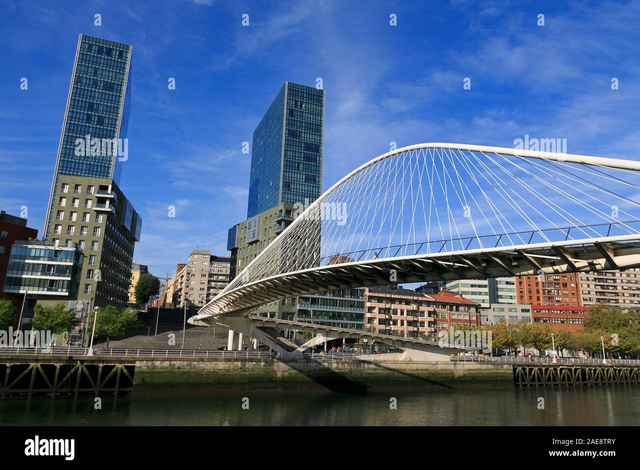 Ponte Zubizuri, Bilbao, provincia di Biscaglia, Spagna Foto Stock