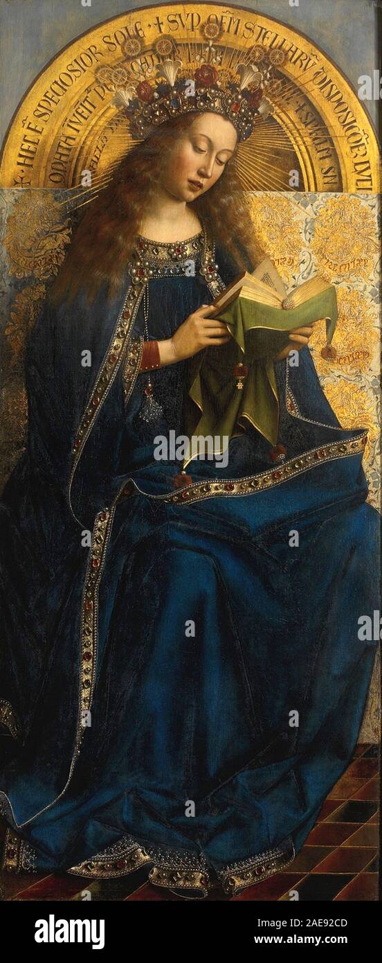 Dettaglio da Gand pala della Vergine Maria da Hubert e Jan van Eyck Foto Stock