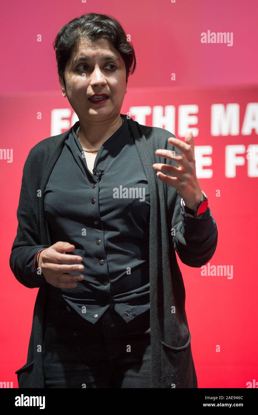 Glasgow, Regno Unito. 7 dicembre 2019. Nella foto: La Baronessa Shami Chakrabarti CBE, PC. Scottish Labour Party Elezione al Rally di innovazione e di tecnologia di costruzione presso l'Università di Strathclyde, Glasgow. Foto Stock