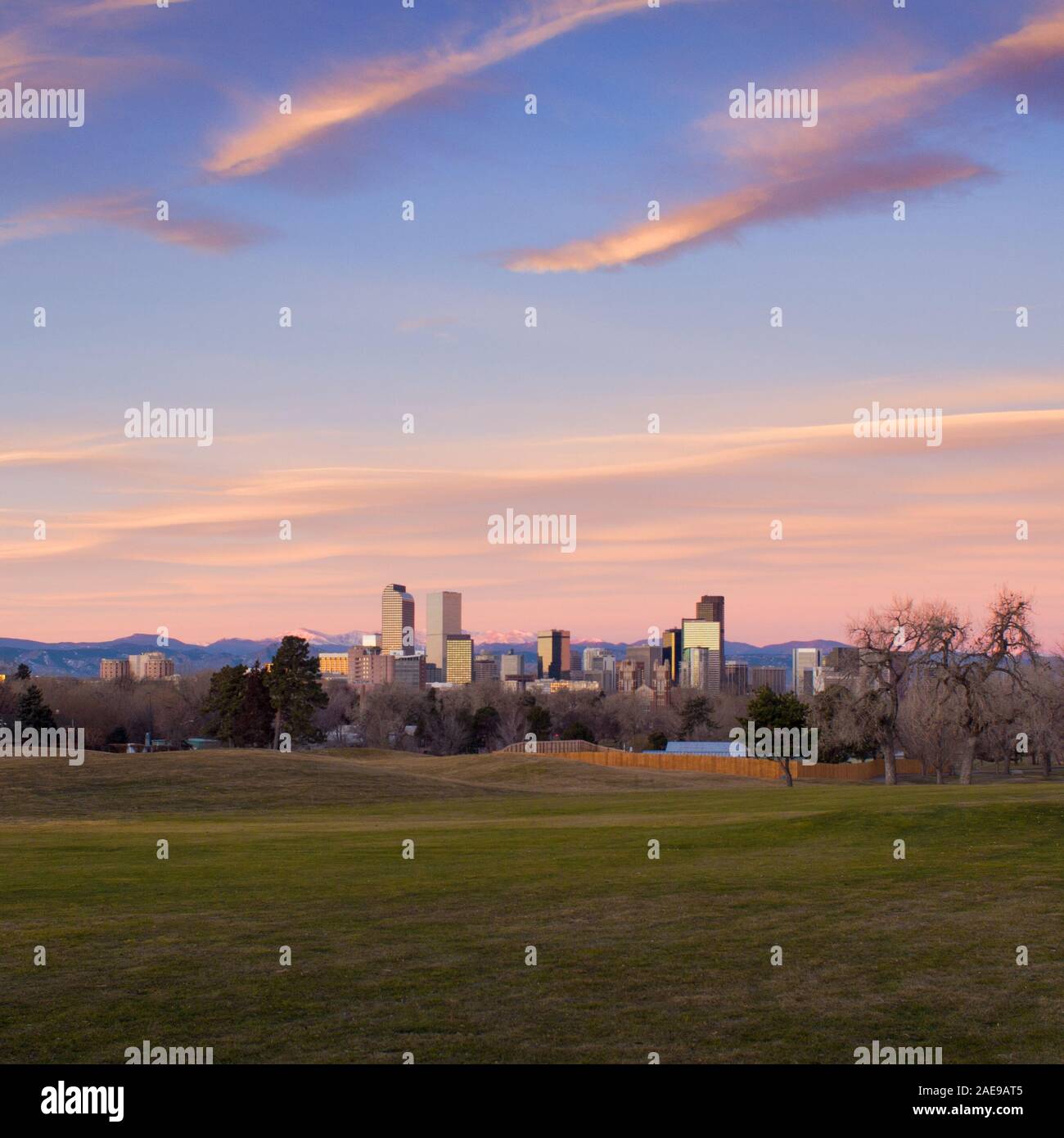 Denver Skyline Ampio angolo Foto Stock