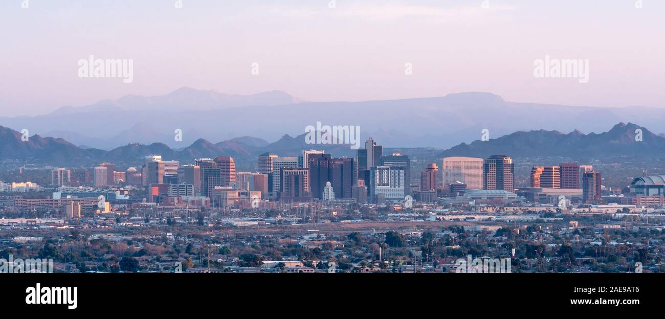 Phoenix skyline al tramonto Foto Stock