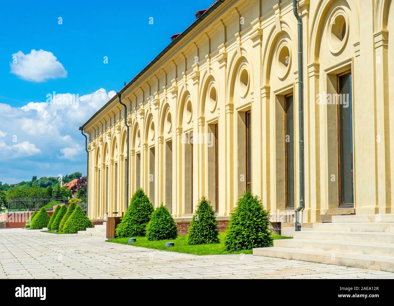 Terrazza della Scuola di Equitazione al complesso del Castello di Praga Repubblica Ceca. Foto Stock