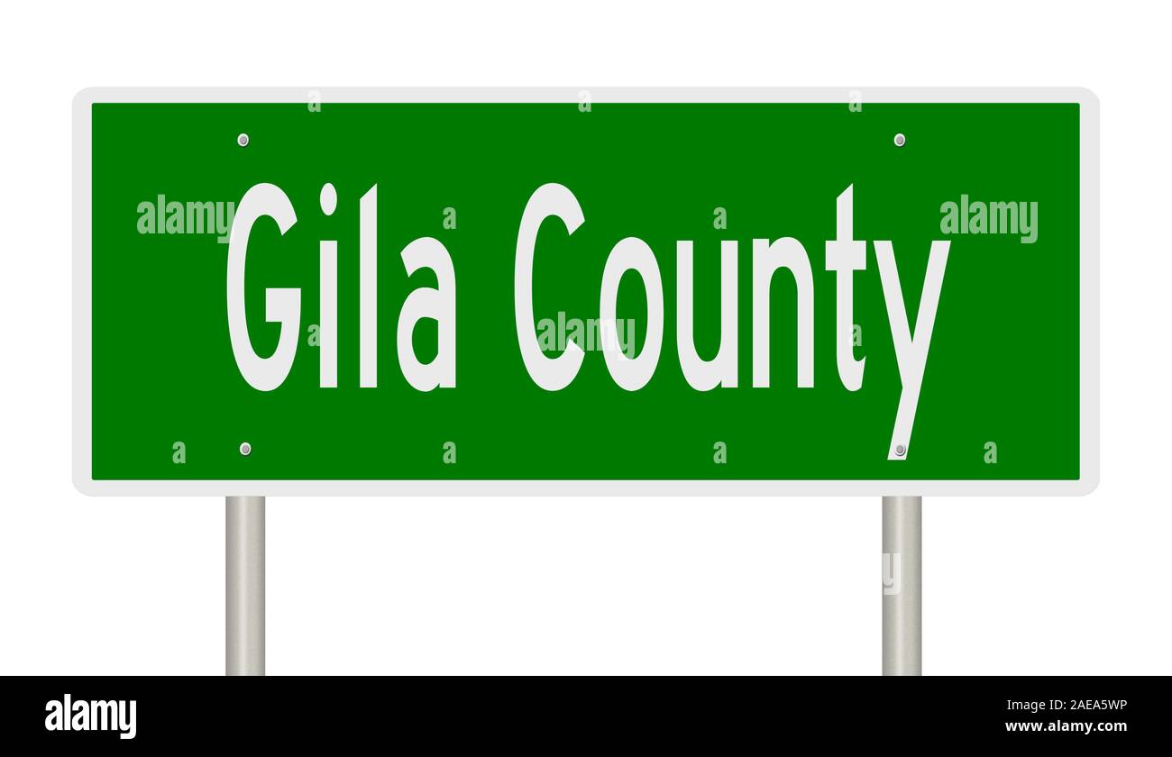 Il rendering di un 3d green autostrada segno per Gila County in Arizona Foto Stock