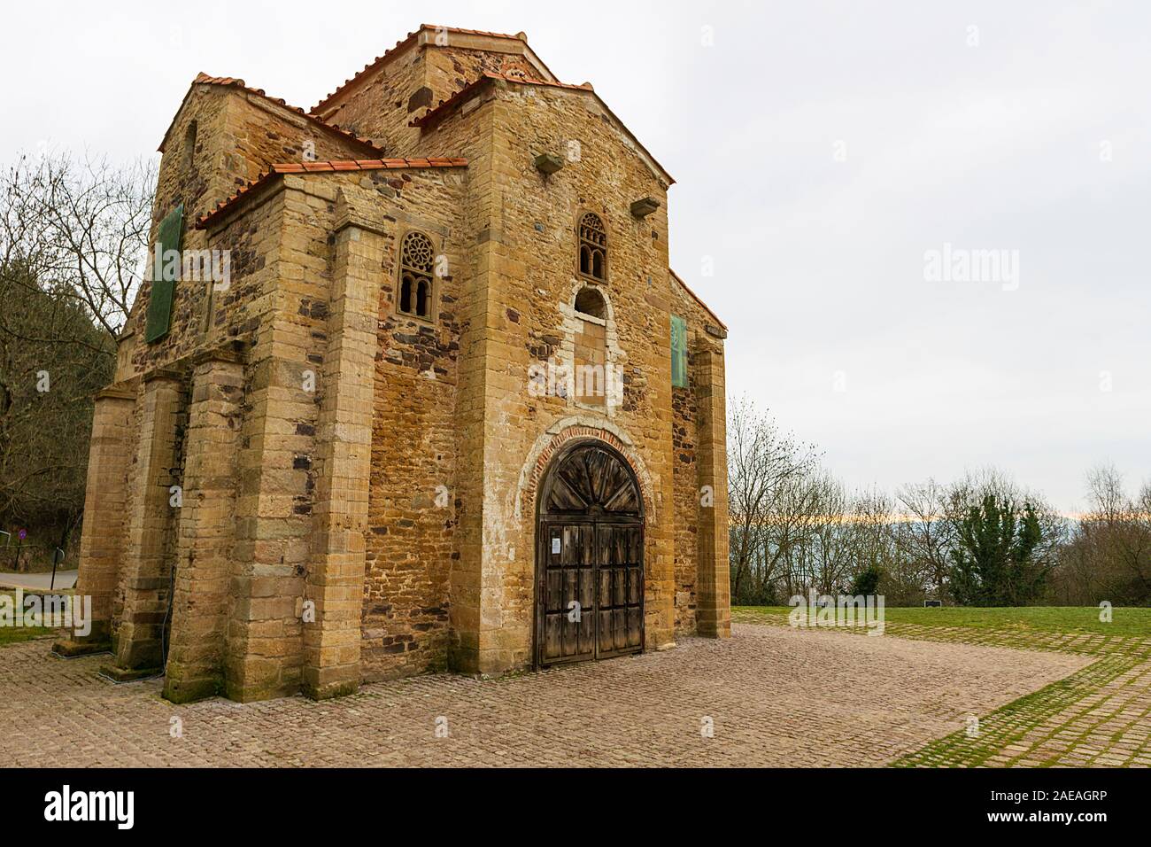 Oviedo, Spagna, 3,2016; Chiesa di San Miguel de Lillo dell'anno 842. Foto Stock