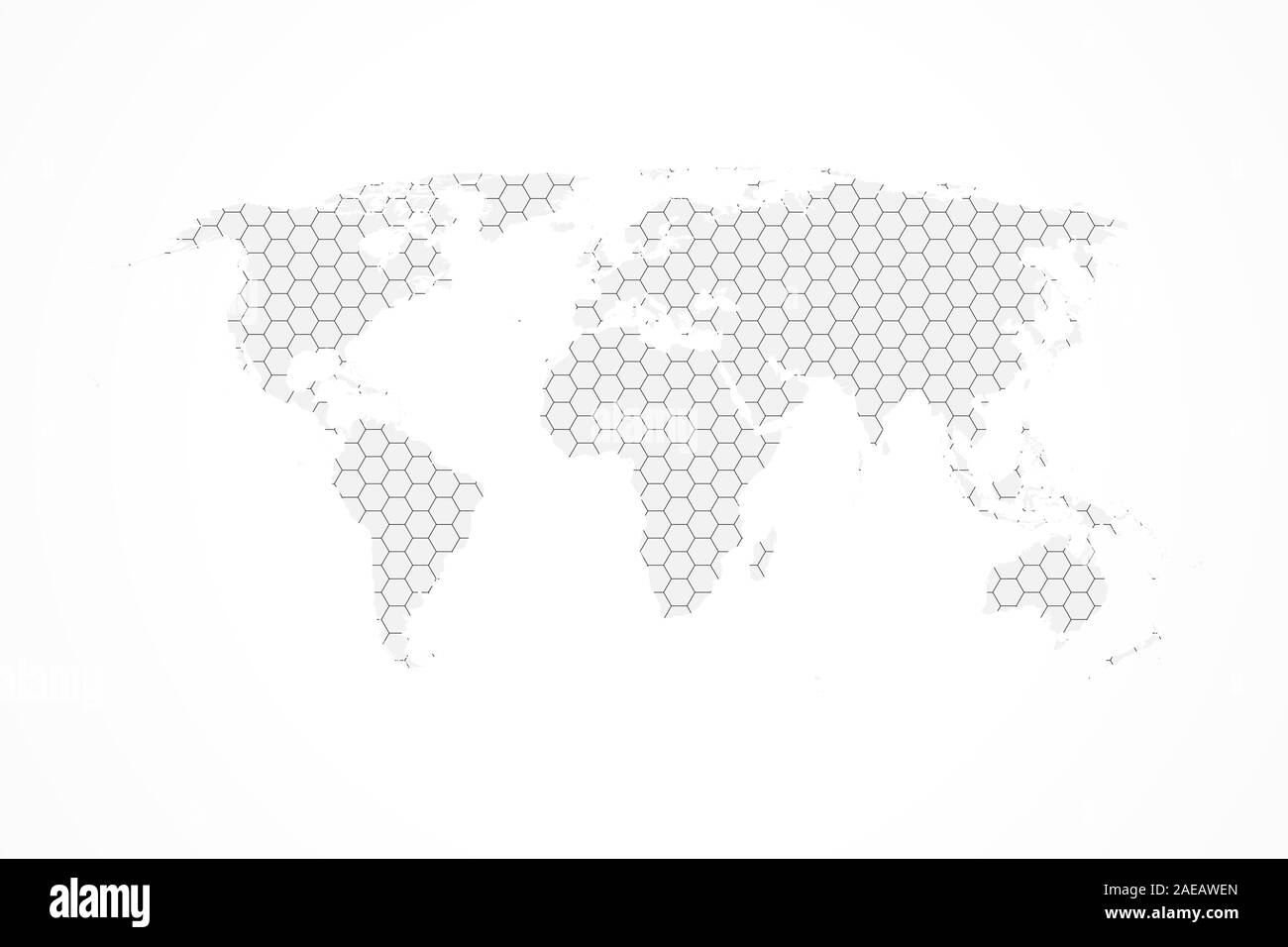Chiave esagonale testa grigia mappa Mondo illustrazione vettoriale design piatto Illustrazione Vettoriale