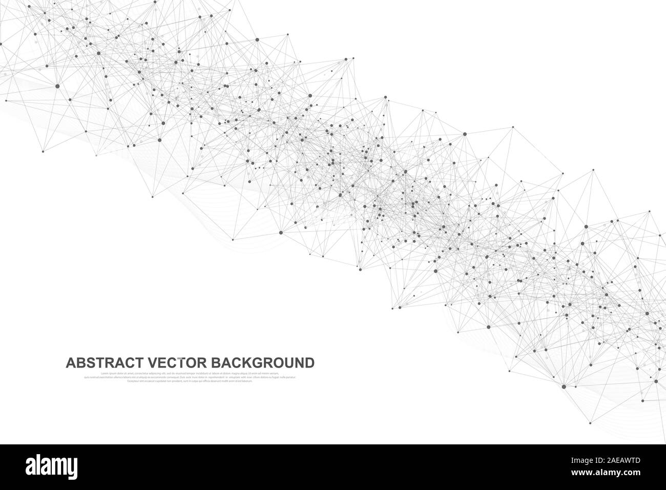 Abstract grande per la visualizzazione di dati la connessione di rete numerica concetto dello sfondo. Intelligenza artificiale e tecnologia e ingegneria. Rete globale Illustrazione Vettoriale