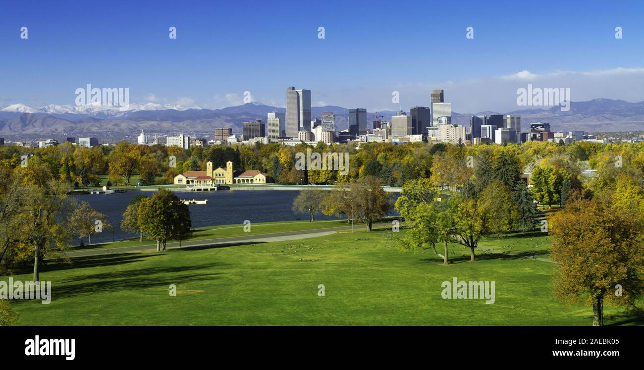Denver Colorado Skyline Ampio angolo Foto Stock
